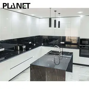 Casa moderno branco plástico poliuretano e laminado móveis armário da cozinha para venda