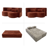 Canapé-lit compact carré deux places inclinable en tissu lavable, pliable, moderne, pour appartements, salons, chambres d'hôtel, studios, garantie 5 ans