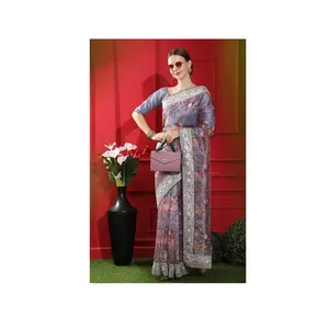 Saree-ropa de fiesta de boda, bordado indio, Saree, para la exportación de la India con blusa, nuevo diseño