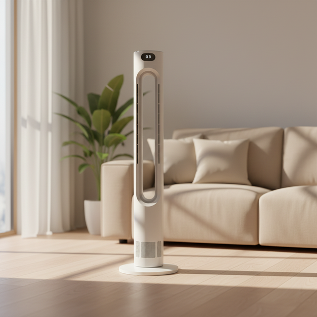 Smart Home Electric Portable Ventilation Fan Heater Remote Control Bladeless Design Oscillating Brushless Motor for Room Use