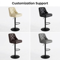 Tabourets professionnels à dossier haut rembourrés en cuir capitonné, base noire mate, pivotants et réglables en hauteur pour clinique dentaire et réception