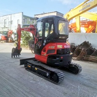 Mini-excavatrice sur chenilles Kubota U35 d'occasion, 3,5 tonnes, à queue zéro, avec moteur d'origine D1703, godet de 0,1 m³ et pompe hydraulique, idéale pour les travaux en espaces étroits