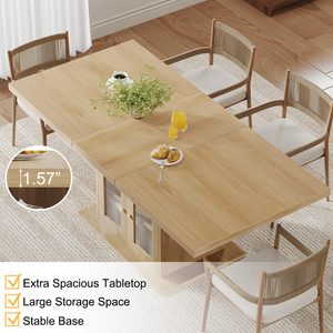 Table à manger en chêne personnalisée, lumineuse et élégante, avec portes en acrylique à double arche et porte-verres à <span class=keywords><strong>vin</strong></span> pour îlot de cuisine - Product Image 3