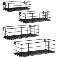 Lot de 4 Étagères Murales en Bois pour Rangement et Décoration Murale – Idéal Salles de Bain, Salons, Chambres et Cuisines