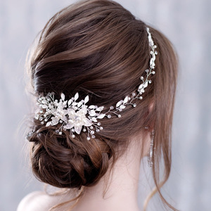 Bandeau de <span class=keywords><strong>mariage</strong></span> couleur argent perle strass, accessoires de cheveux pour femmes, accessoires ornements de cheveux, bijoux couvre-chef de mariée - Product Image 1