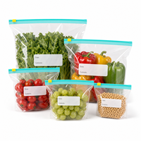 Sacs refermables transparents en PE réutilisables pour produits frais, qualité alimentaire, pour la cuisine et le stockage des aliments