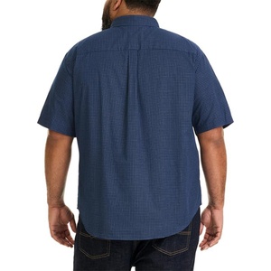 Men's Big and Tall Wrinkle Free Breathable <b>Short</b> <b>Sleeve</b> Button Down <b>Check</b> <b>Shirt</b> with Custom Logo ODM Stand Collar - Product Image 3