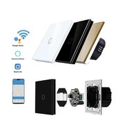 EU/UK 1234 Gang Home Tuya WiFi interruptor inteligente con neutral Smart Home Touch interruptor de luz de pared eléctrico vidrio PC panel de aluminio