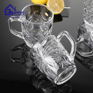 Recién llegado de fábrica, taza de cristal, molde mixto, diferente jugo de agua en relieve, taza de cristal de 370ml, venta al por mayor para <span class=keywords><strong>tienda</strong></span> de supermercado y Hotel - Product Image 5