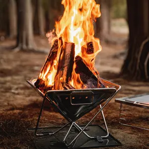 ENJOY 핫 세일 304 스테인레스 스틸 화재 구덩이 일회용 숯 바베큐 그릴 캠핑 뒤뜰 정원 파티를위한 쉬운 빛