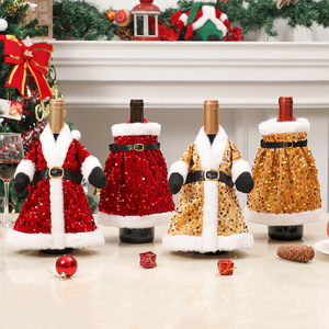 Commerce extérieur transfrontalier Nouvelles décorations <span class=keywords><strong>de</strong></span> Noël <span class=keywords><strong>Robe</strong></span> à paillettes Jupe Couverture <span class=keywords><strong>de</strong></span> bouteille <span class=keywords><strong>de</strong></span> vin pour les décorations rouges <span class=keywords><strong>de</strong></span> restaurant <span class=keywords><strong>de</strong></span> vacances - Product Image 1
