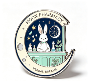 Pièce de défi personnalisée en alliage de zinc, jeton métallique émaillé 3D, récompense souvenir personnalisée, motif Lapin Lune Pharmacie - Product Image 2