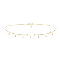Collier ras du cou Gemnel en laiton avec pampille en zircon cubique blanc, serti clos, avec pendentif rond délicat en zircon cubique blanc pour femme