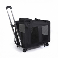 Sac de transport à roulettes pour animaux de compagnie, respirant, en Oxford, avec barre de traction et poignée de transport, pour voyages en avion avec chats et petits chiens