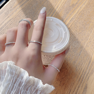 S925 Sterling Silver <strong>Snow</strong> <strong>Flake</strong> Plain Chain Sparkling <strong>Ring</strong> Jewelry Silver 925 Stacked Wearing Chain Casual <strong>Rings</strong> for Ladies - Product Image 5