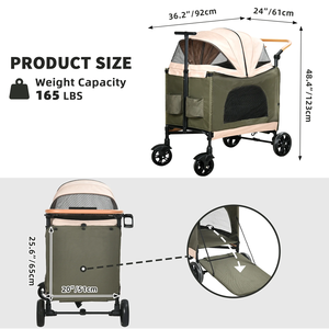Carrito para Perros Grandes, 4 Ruedas, Plegable, con Giro de 360 Grados °   Carrito para Gatos y Cachorros con Ruedas Giratorias y Cesta de Almacenamiento - Product Image 5