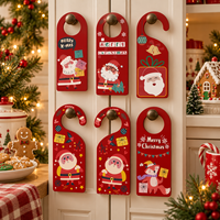Décoration de Noël Pafu pour la maison, l'hôtel et les fêtes, panneau de porte Père Noël, décoration suspendue pour les fêtes de Noël, porte-panneau de porte en bois de Noël