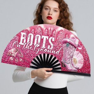 Lớn 13inch uv glow gấp tay fan người đàn ông phụ nữ popping dòng nhảy múa trang trí phụ kiện cho đảng âm nhạc lễ hội tre thủ công - Product Image 4