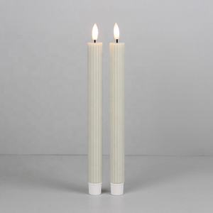 <span class=keywords><strong>Chandelier</strong></span> conique sans flamme décoratif ivoire côtelé 3D véritable flamme en plastique LED alimenté par batterie pour les vacances - Product Image 2