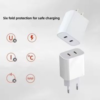 Chargeur mural double PD, norme américaine et européenne, adaptateur secteur Type C, 40 W, charge rapide, bloc de voyage pour téléphone portable