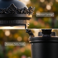 Lampe de poteau LED en aluminium de style urbain, indice de protection IP66, pour éclairage résidentiel de style palais vintage