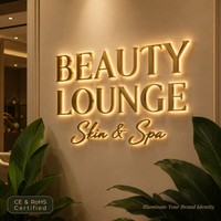 Papan Huruf Saluran Emas Custom dengan Lampu Latar untuk Salon Kecantikan SPA Studio Kuku Bersertifikat CE RoHS SGS OEM ODM Baja Tahan Karat