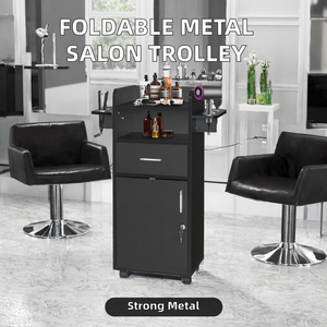 <b>Foldable</b> Wheeled Iron Modern Salon Furniture <b>Trolley</b> with Universal Wheels Durable Stable Commercial-Bedroom Living Room Storage - Product Image 2