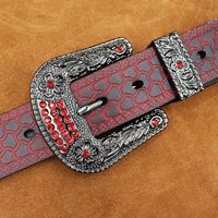 Sabuk JULUN untuk Pria Sabuk Kulit untuk Pria Sabuk Pria Asli Gaya Amerika Gesper Bunga Timbul Warna Gunmetal Kulit Sapi Koboi Barat