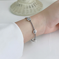 Bracelet visage souriant en argent sterling 925, chaîne à maillons tendance, bracelets visage souriant pour femmes, bijoux fins personnalisés réglables