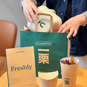 Bolsa de Papel Ecológica para Comida Rápida para Llevar, Bolsa de Papel Kraft para Empaque de Comida para Llevar de Restaurante - Product Image 6