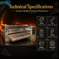 Commerciële 32 inch transportbandpizzaoven, elektrisch/gas, automatische pizza bakapparatuur voor bakkerijen
