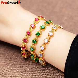 Rainbow Stones Fashion Jewelry Colorful Zircons Alloy Bracelets Noble Crystal Gemstone Gold Plated Bracelet Women Korean Bangle