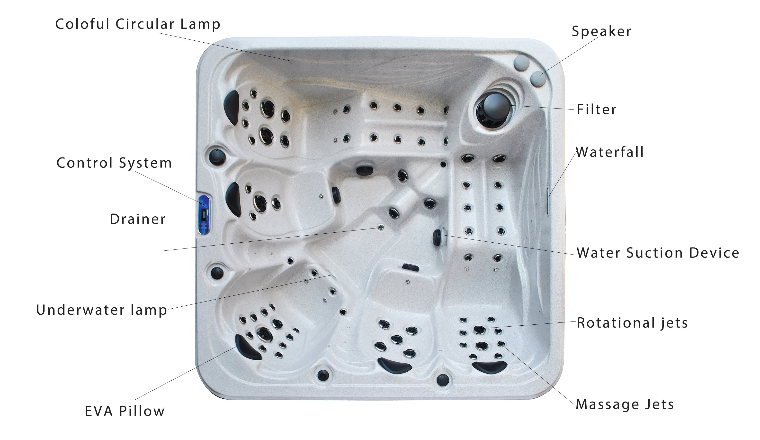 White Marble Color Air Jets Massage Hot Tubs Outdoor Indoor Bathtub