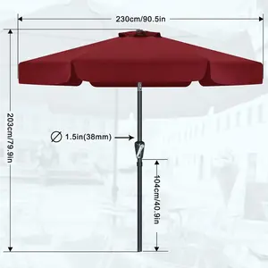 Ombrellone <span class=keywords><strong>Rosso</strong></span> da Esterno con Supporto a Colonna e Sistema di Sicurezza a Spinta Manuale per Giardino e Cortile con Design Verticale - Product Image 2