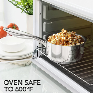 Casserole de haute qualité, compatible lave-vaisselle, en acier inoxydable triple couche, design américain, casserole à lait, casserole avec couvercle en verre - Product Image 3