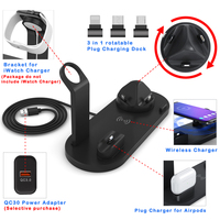 Chargeur de Bureau Multi-Appareils en Gros, Station de Charge Sans Fil 4 en 1 15W Rapide avec Support Téléphone