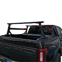 Rak Atas Bak Truk untuk Ford Ranger Raptor, Pengangkut Kargo Utilitas 2-Bar dengan Cincin Pengikat, Aluminium Tugas Berat untuk Berkemah