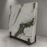 Dalle de marbre vert Fendy - Marbre naturel gris argenté avec veinage vert foncé pour comptoir, mur et sol, poli