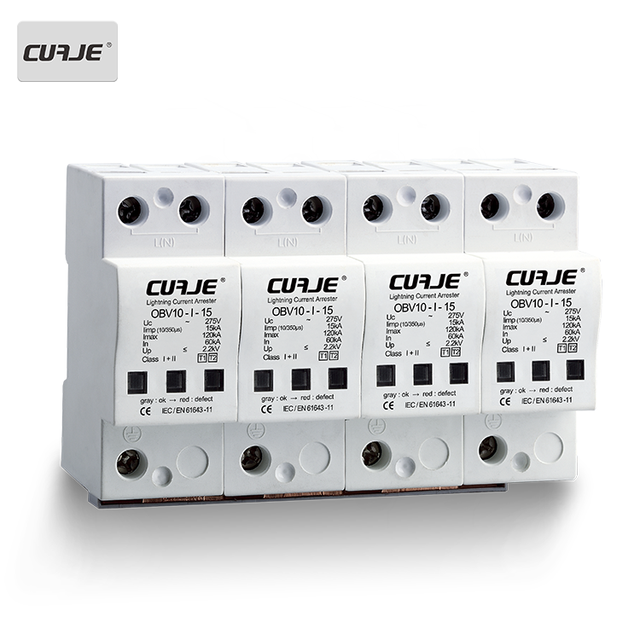 15kA  Surge protection Device  4P TYPE 1+2  SPD 380V AC Power Three Phase Surge Protector