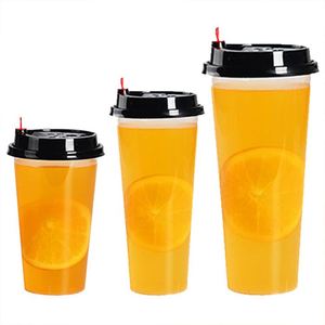 Custom logo Disposable 500ml 700ml pp clear Transparent Plastic Cup <b>Boba</b> Milktea Cups <b>Bubble</b> Tea Cup with Lid - Product Image 3