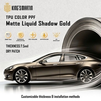 KING MARTIN Film de protection de peinture sans DMF, autocollants pour carrosserie automobile, adapté aux voitures, finition mate, couleur or liquide TPU, PPF