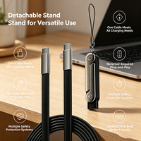 Câble de charge rapide USB C 240W avec support de téléphone pliable détachable, transfert de données 480 Mbps pour le jeu