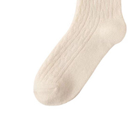 Chaussettes en tricot torsadé écologiques en spandex/laine pour femmes - Chaussettes douces et chaudes de luxe pour usage quotidien en automne avec logo discret