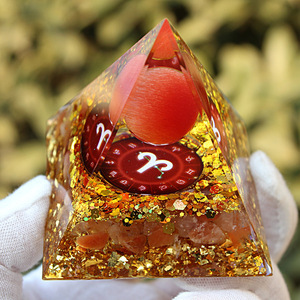 Pyramide en résine de cristal Aries, décoration artistique pour la maison, ornement de bureau, motif circulaire taillé en forme de princesse - Product Image 4