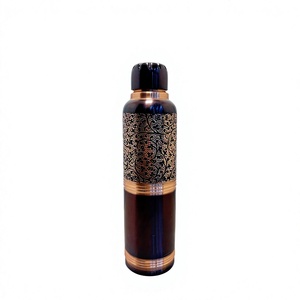 Premium Engraved Floral Pure Copper Water Bottle 1000ml Antique Finish Flask Luxury Meena Print Eco-Friendly Metal <b>Drinkware</b> - Product Image 1