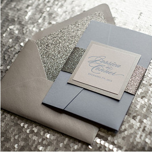 Customized Pocketfold Floral Wedding Invitation Wedding <strong>Card</strong> Gold Foiling With <strong>Glitter</strong> Envelope - Product Image 3