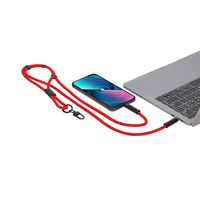 Cordon de téléphone réglable USB-C vers USB-C avec câble de charge 2-en-1, cadeau promotionnel pour événements d'entreprise et salons professionnels