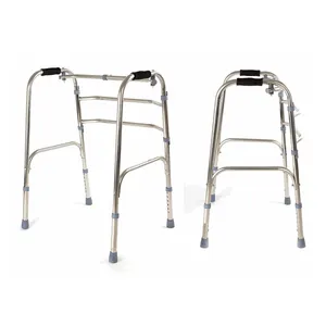工厂供应老年助行器高度可调可折叠不锈钢助行器残疾人助行器