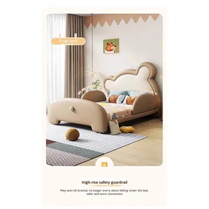 Letto per Bambini a Forma di Orso con Scivolo <span class=keywords><strong>e</strong></span> Scala, Letto Imbottito con Contenitore per Camere da Letto di Bambini <span class=keywords><strong>e</strong></span> Bambine - Product Image 3
