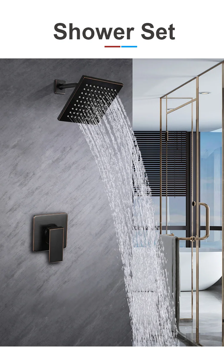shower set black in wall mounted Bathroom taps luxury brass kits rain rainfall showerset mixer faucet set modern shower system